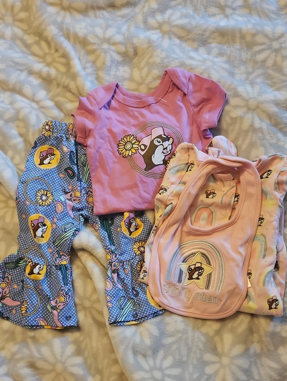 Pink Baby Girls Outfit Set with Rainbow & Pup Motif